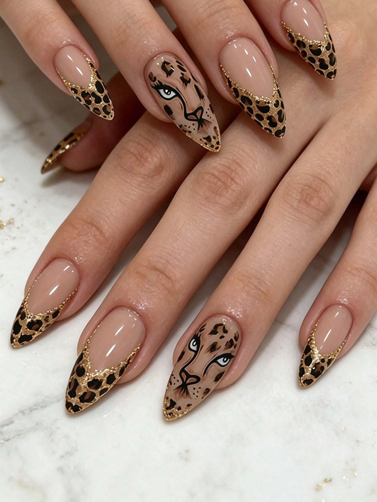 The leopard- 24 nails set
