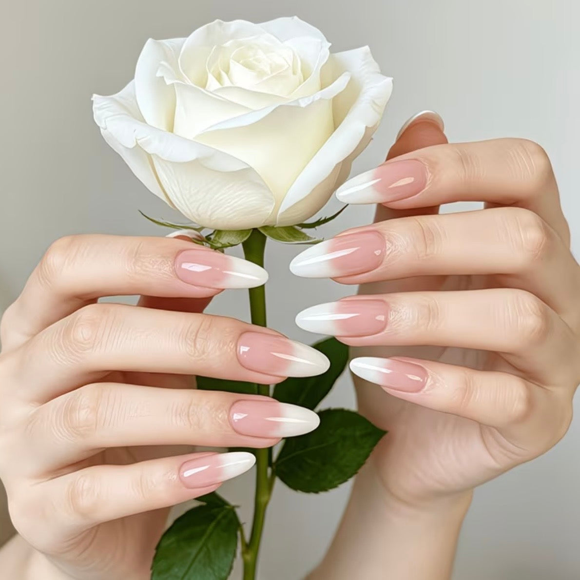 Hyper realistic white tips - 24 nails set