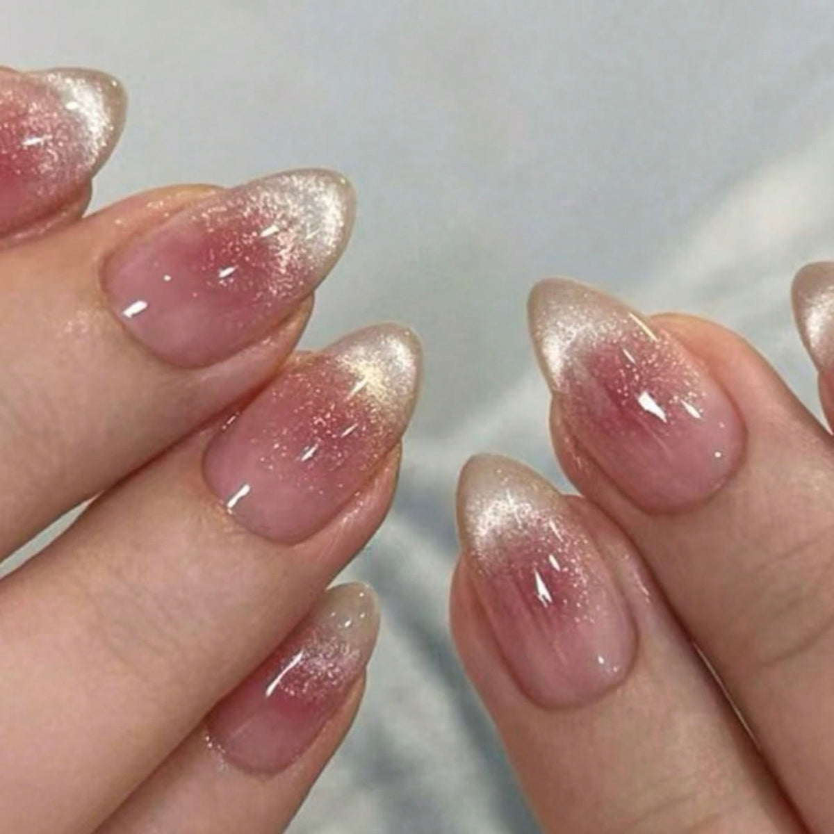 Blush cat eye - 24 nails set