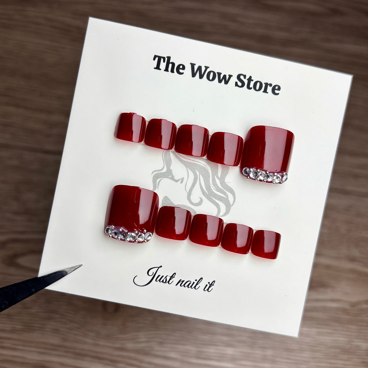 Fancy red toe nails