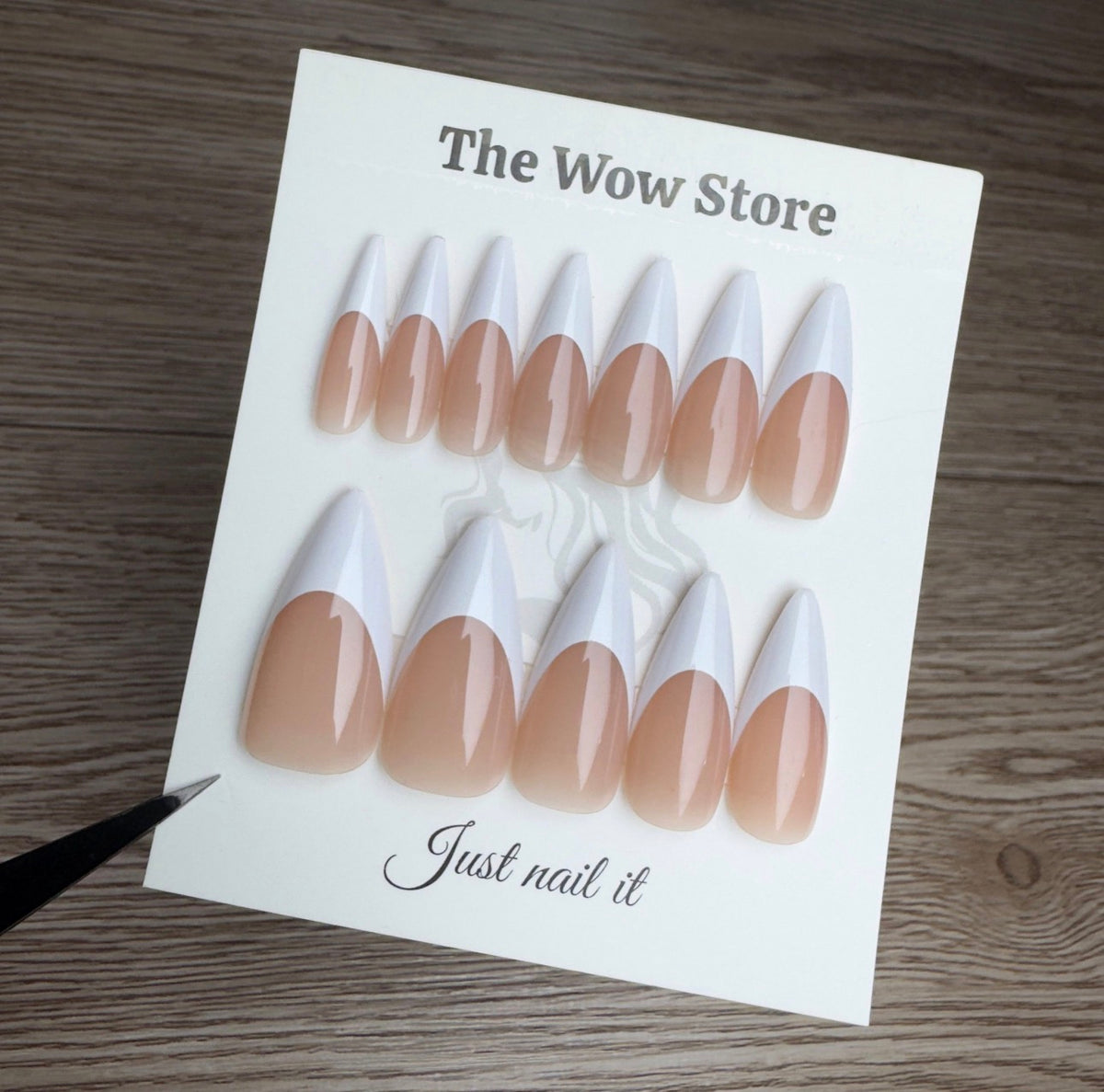 Stiletto french nails - 24 nails set