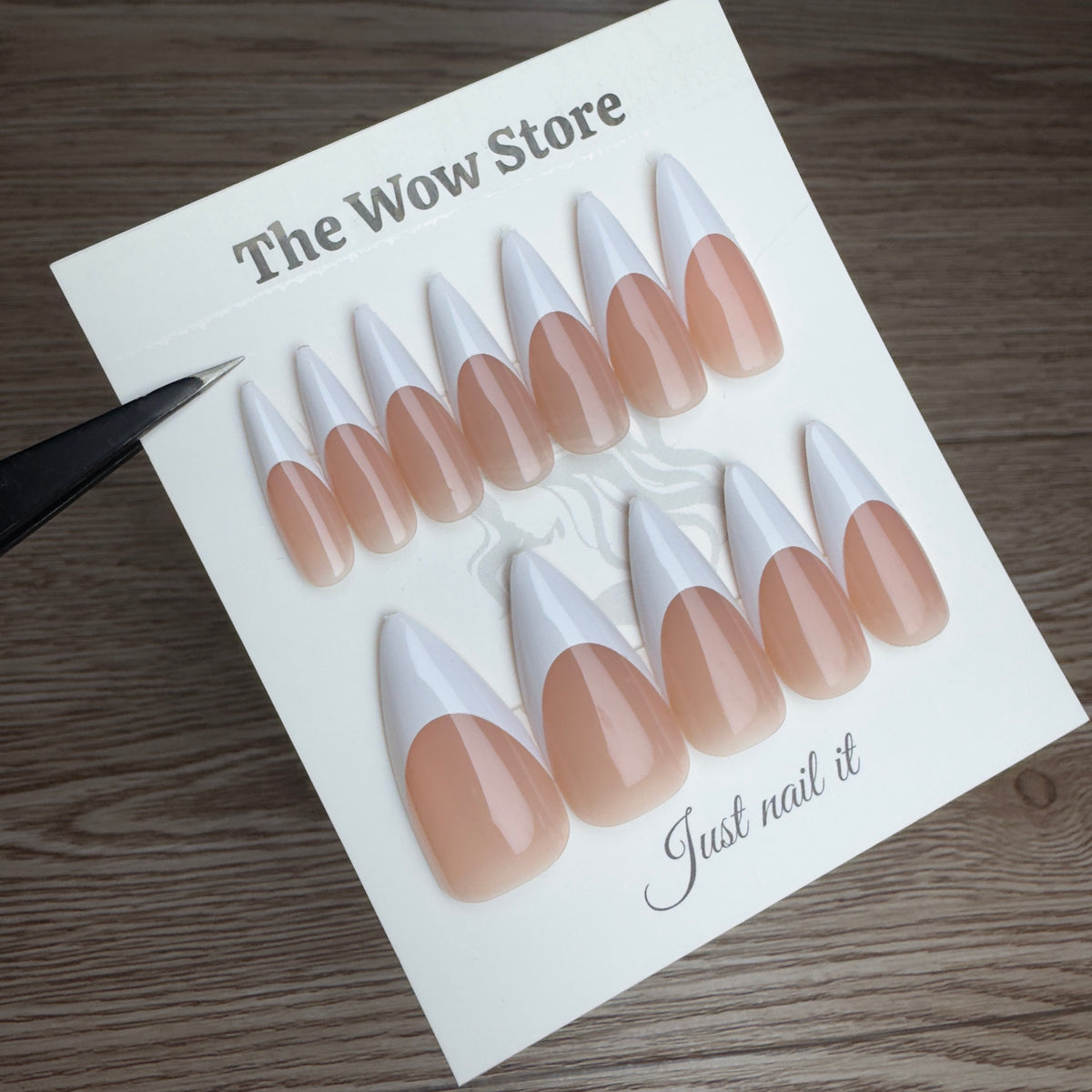 Stiletto french nails - 24 nails set
