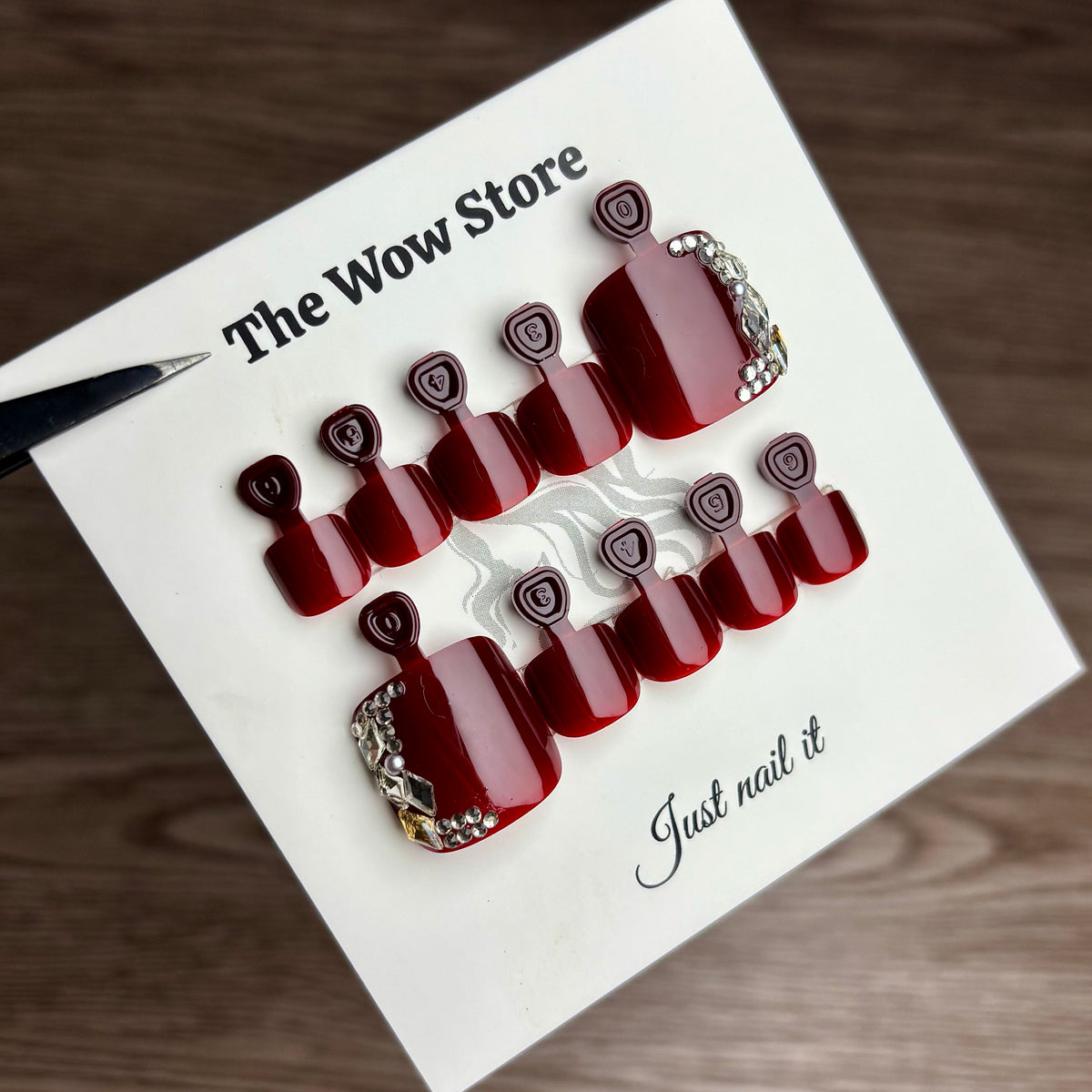 Fancy red toe nails